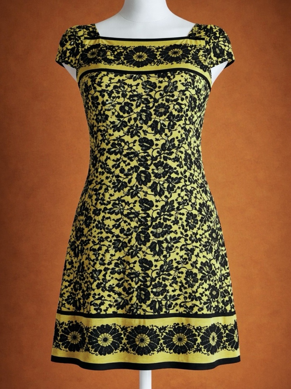 Forever 21 Yellow Black Sabrina Silk Dress S